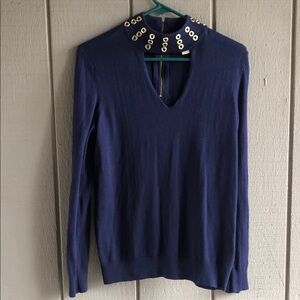 MICHAEL Michael Kors Blue Sweater with Silver Details